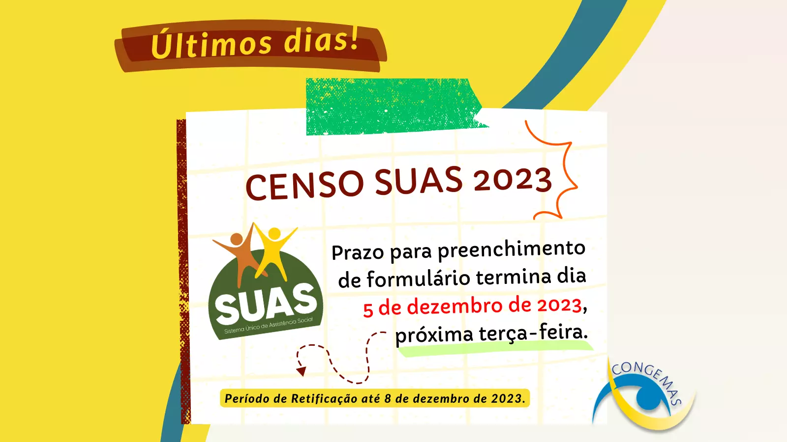 Prazo de preenchimento do Censo SUAS 2023 termina dia 5/12